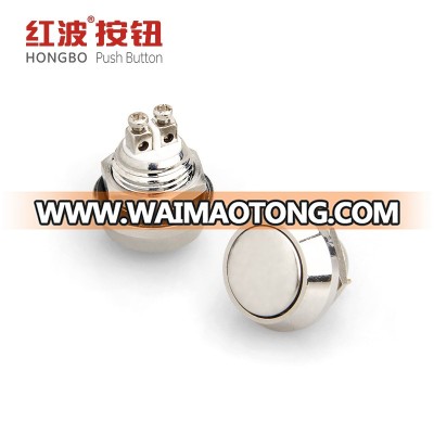 CE ROHS Domed head waterproof 12mm 12 volt momentary push button