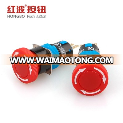 16mm plastic E-stop push button Red Mushroom head Emergency Stop Switch