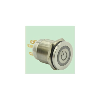 19mm Power Symbol Hyperplane Metal Stainless Steel Push Button Switch